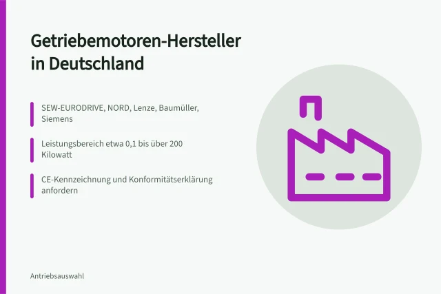 Getriebemotoren-Hersteller in Deutschland im Vergleich. Antriebshersteller mit 5 Anbietern für Getriebemotoren in Deutschland